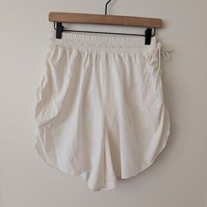 FP Movement Womens Small White Ruched Athletic Shorts Activewear Workout Sporty